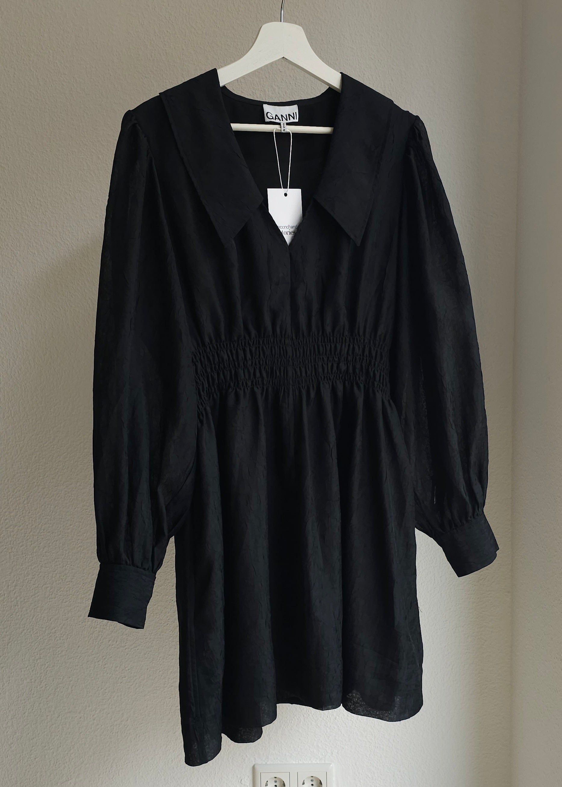 GANNI Kleid transparente Ärmel