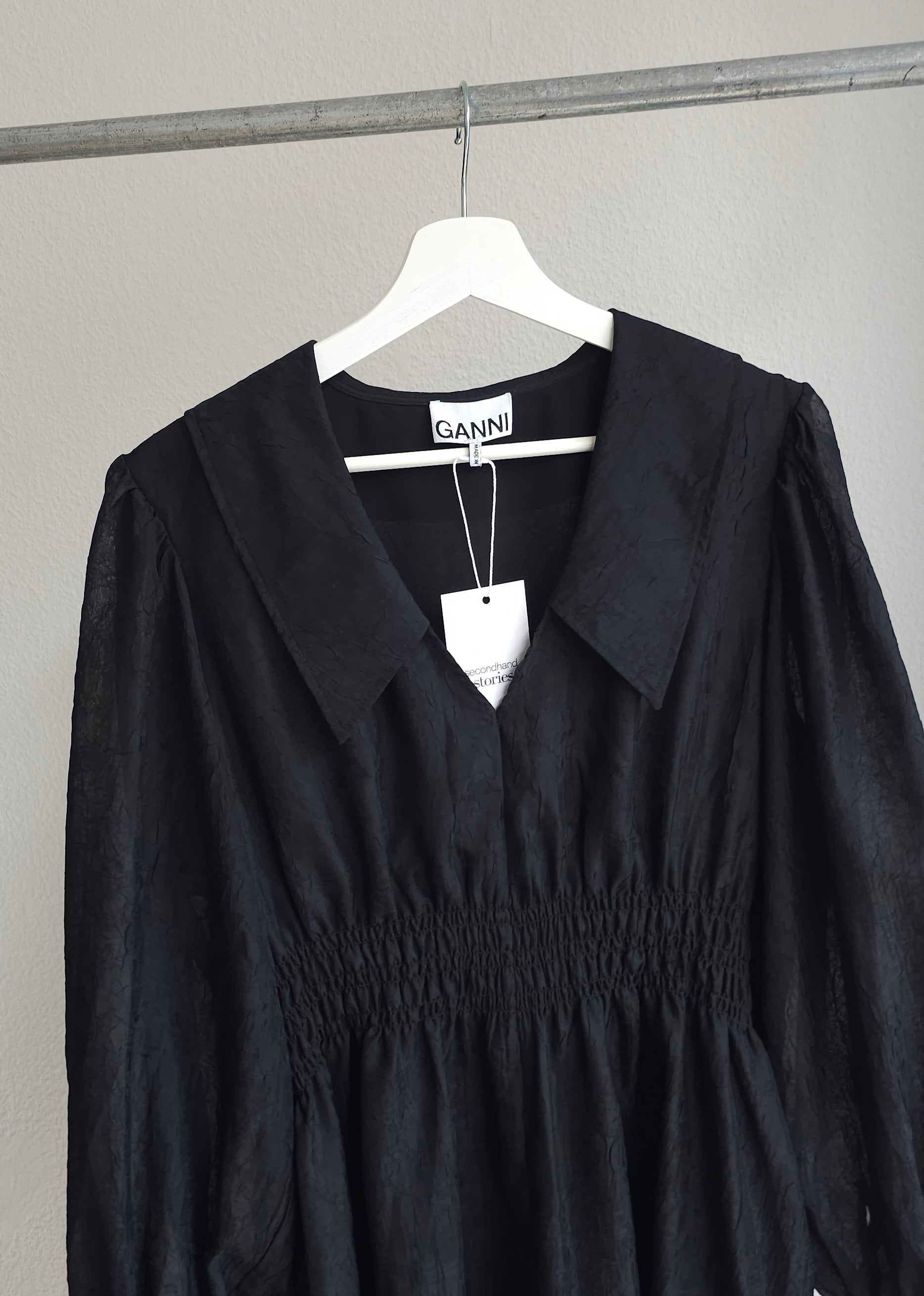 GANNI Kleid transparente Ärmel